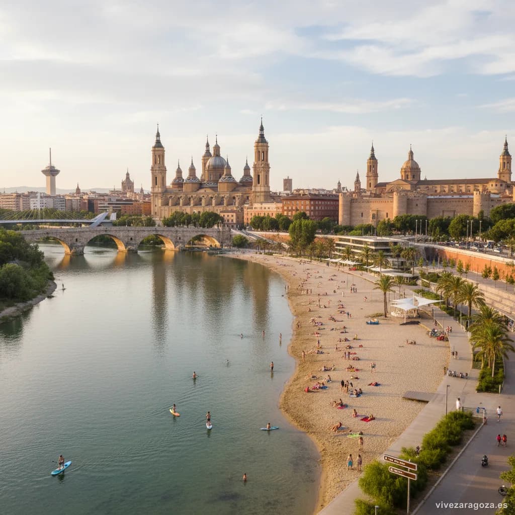 Imaginamos una playa junto al meandro de Ranillas. Otras ciudades lo han hecho.