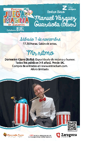 JUEGA E IMAGINA 2026: Teatro gestual, música y humor. Mr. Ritmo. Domenico Ciano (Italia).